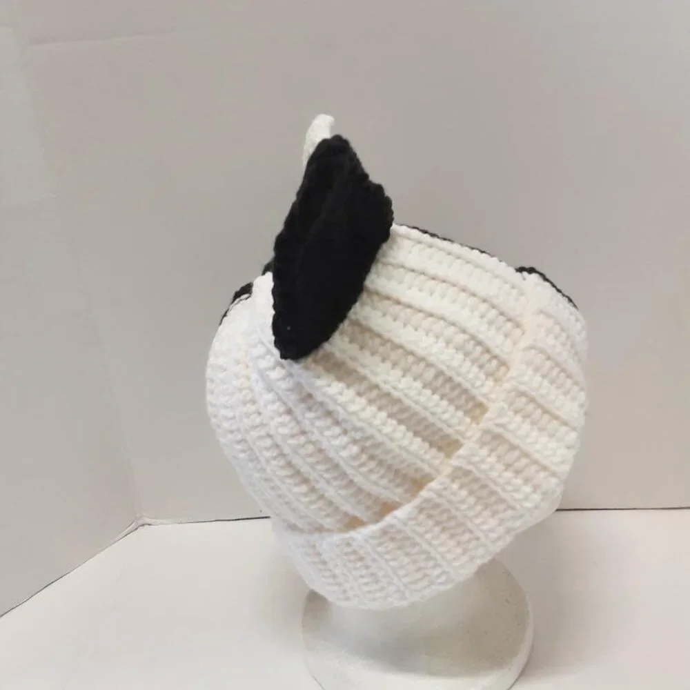 Handmade Crochet Split Color Cat Ear Beanie New - Picture 4 of 7